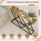 Natural - Black Console Table with Solid Metal Frame and Storage Shelf 55"